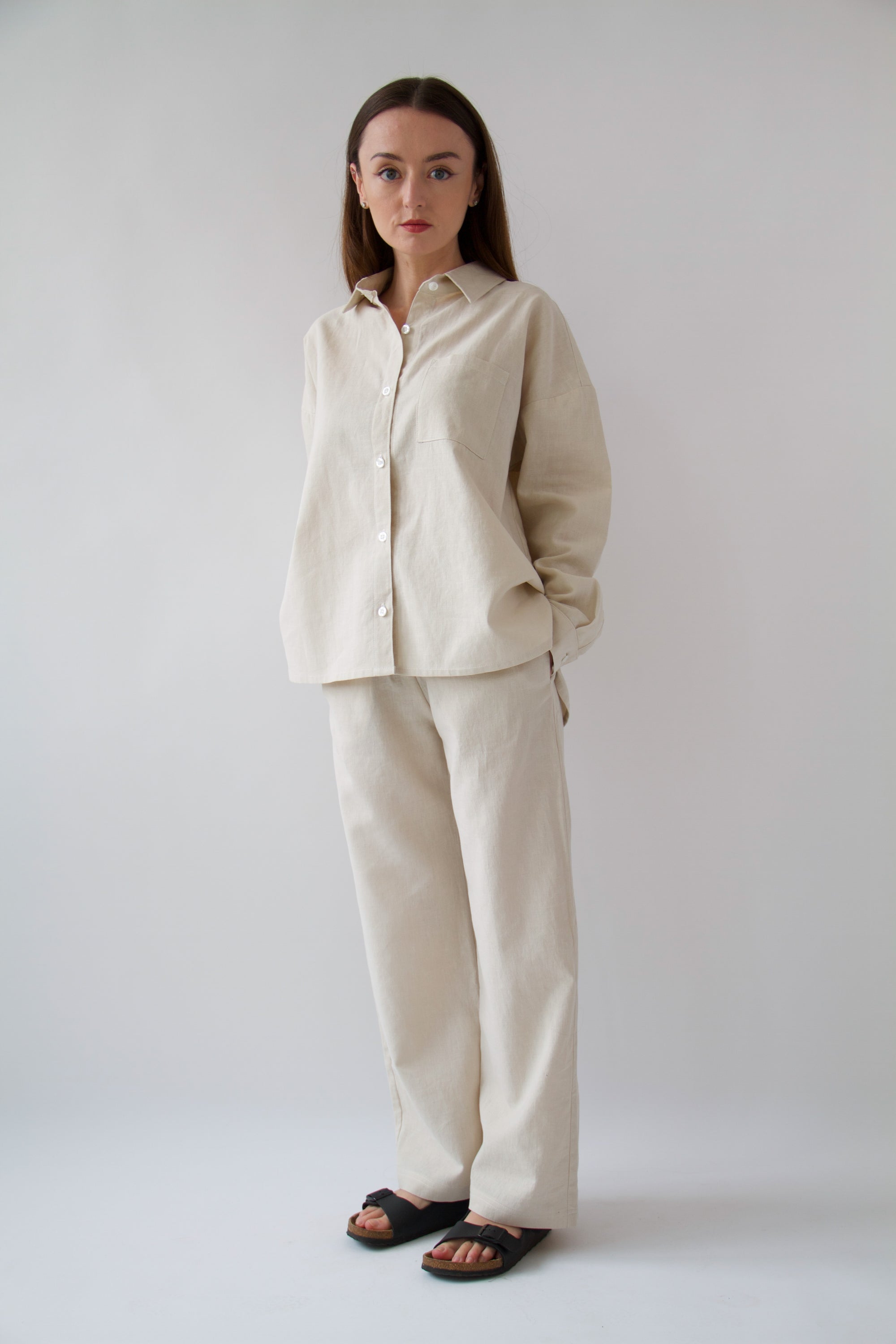 STRAIGHT LEG LINEN PANTS